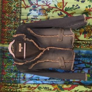 Y2K Dark Denim Jacket With Stylish Distressed Edges